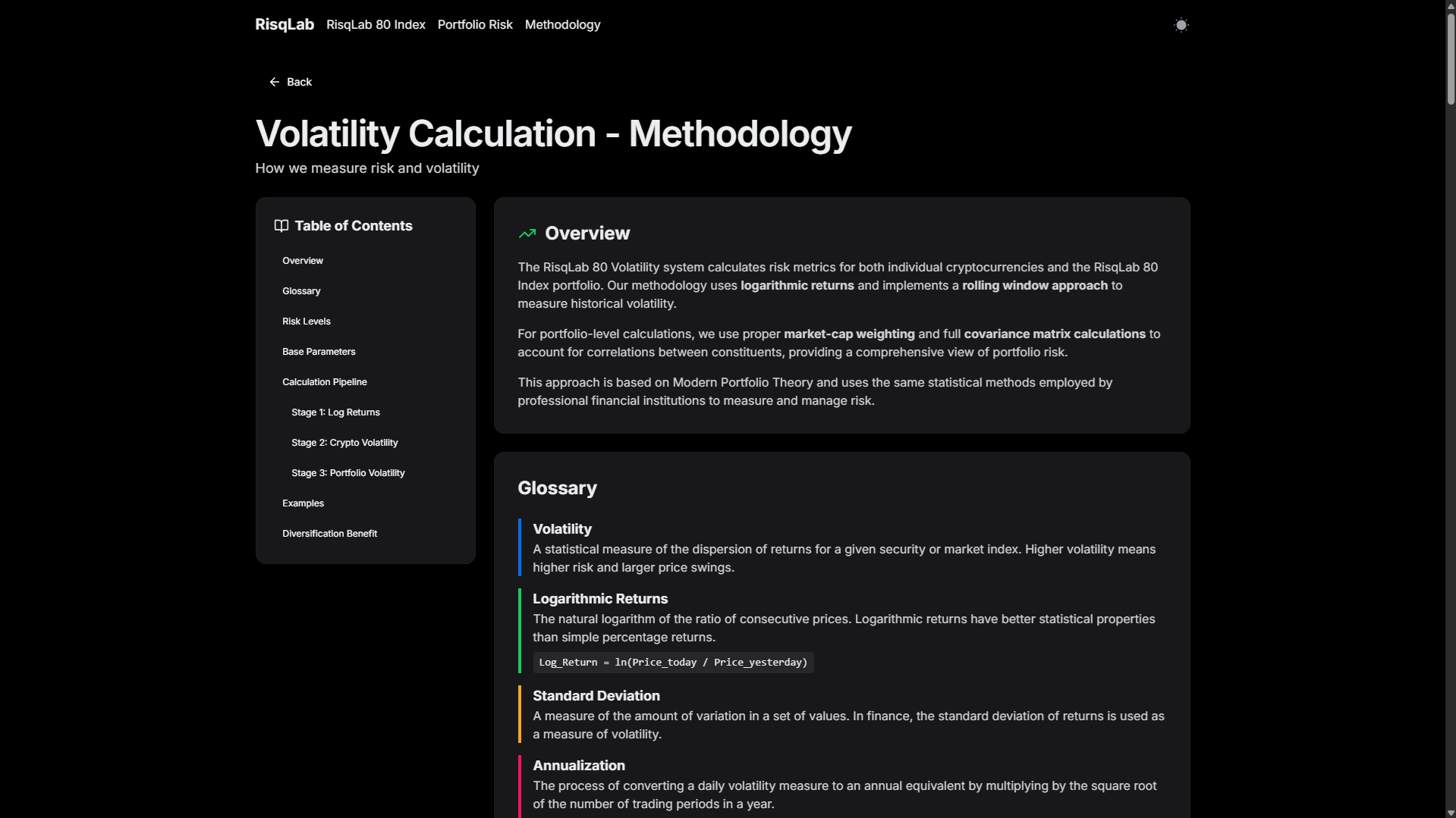 CoinRisqLab - Methodologie volatilite