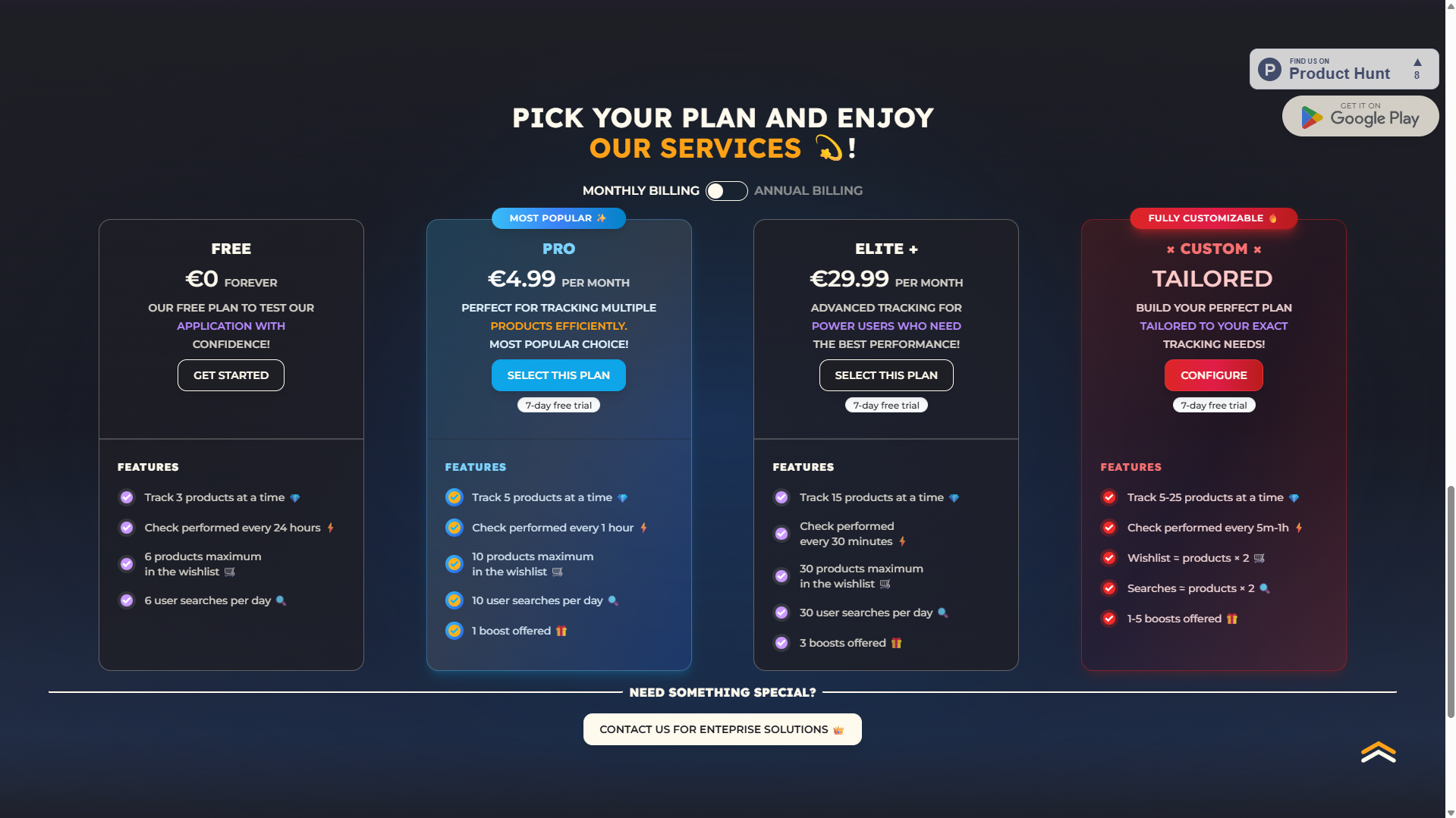 ShopTracker - Tarification